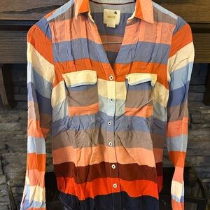 Maeve Colorful Striped Button Down Shirt